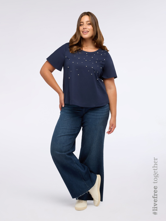 Jean à jambes larges, lavage bleu