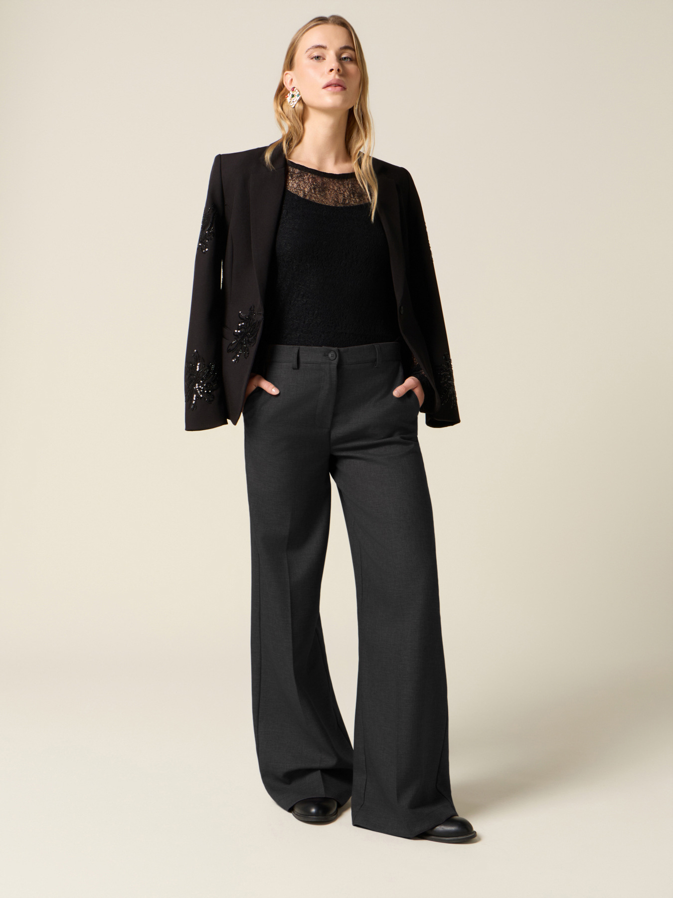 Pantaloni wide leg in flanella image number 0