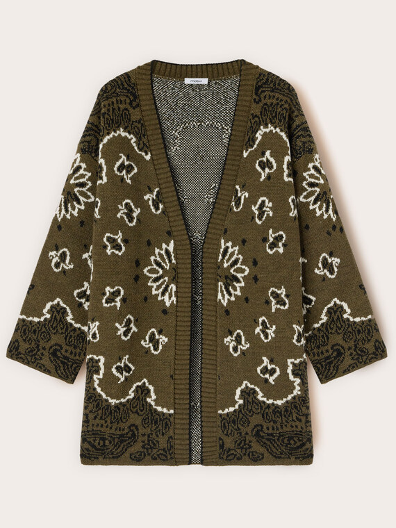 Jacquard knit cardigan over