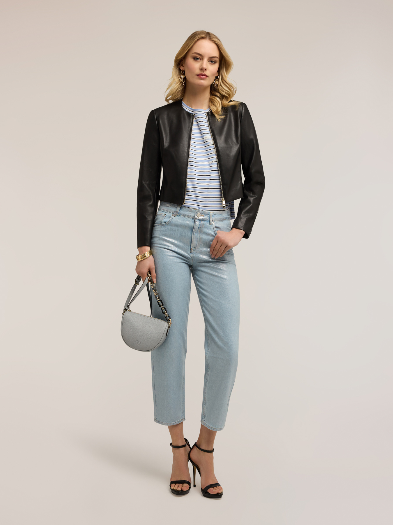 Short jacket in coated fabric image number 3