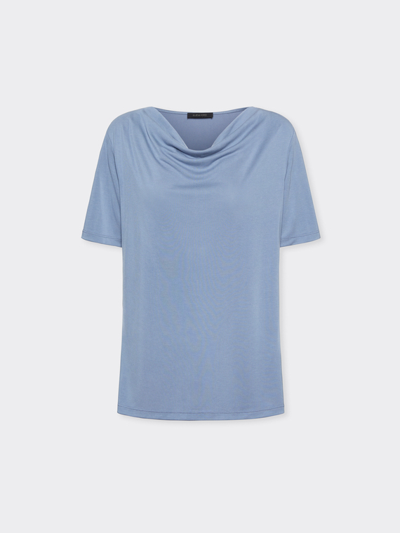 T-shirt com decote drapeado