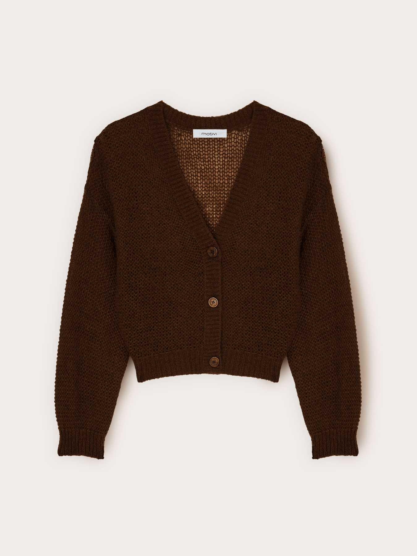 Perforated knit mohair blend cardigan image number 4