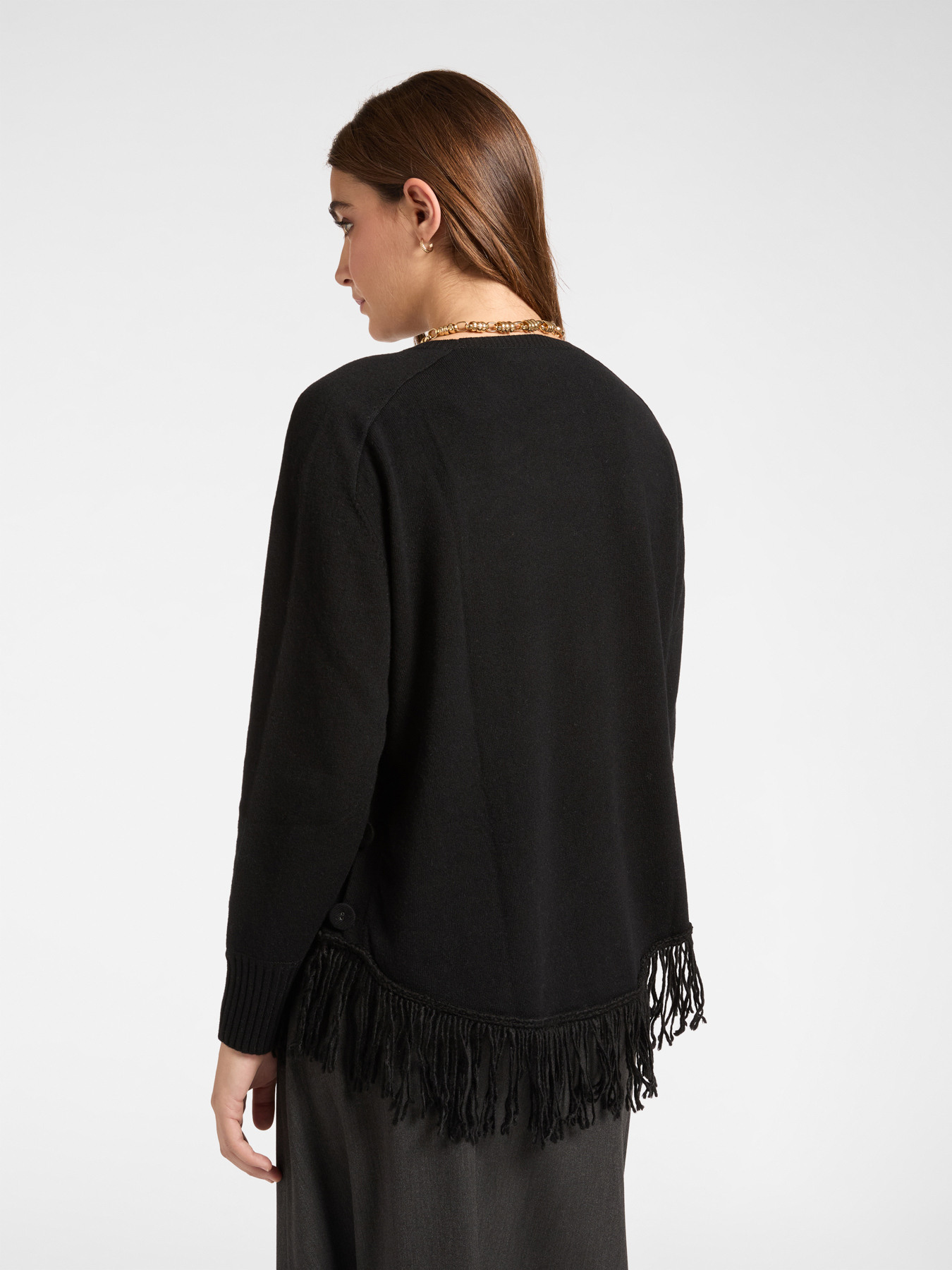 Jumper with fringes and detachable collar image number 1