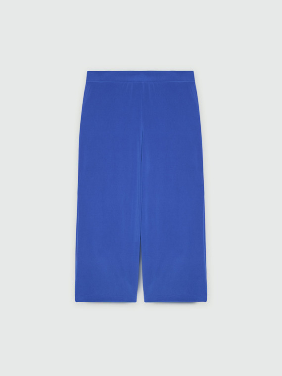 Pantaloni cropped ampi in jersey