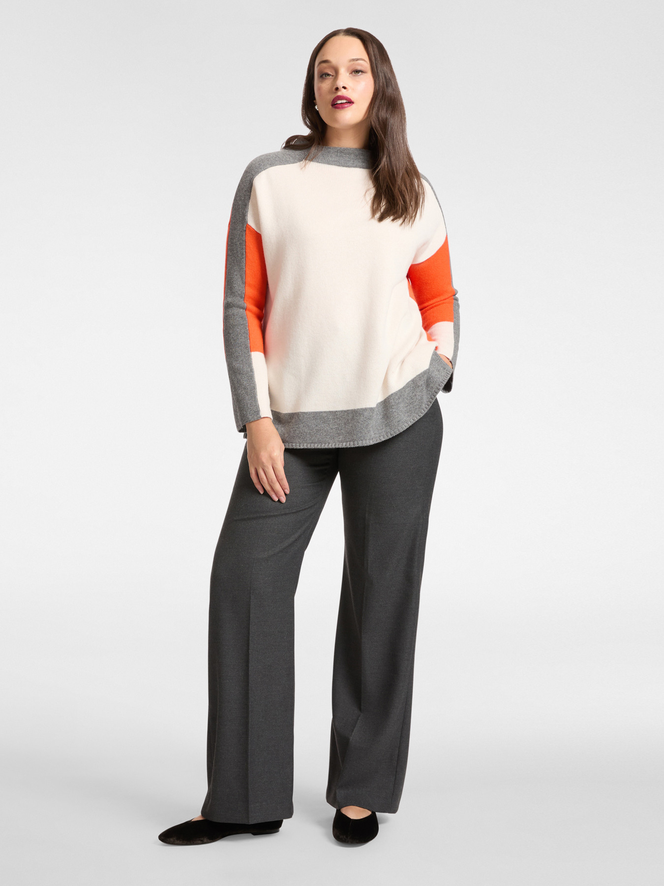 Color block wool sweater image number 2