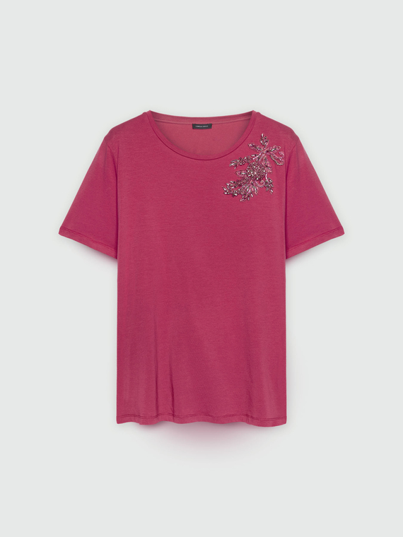 T-Shirt mit Blumenstickerei