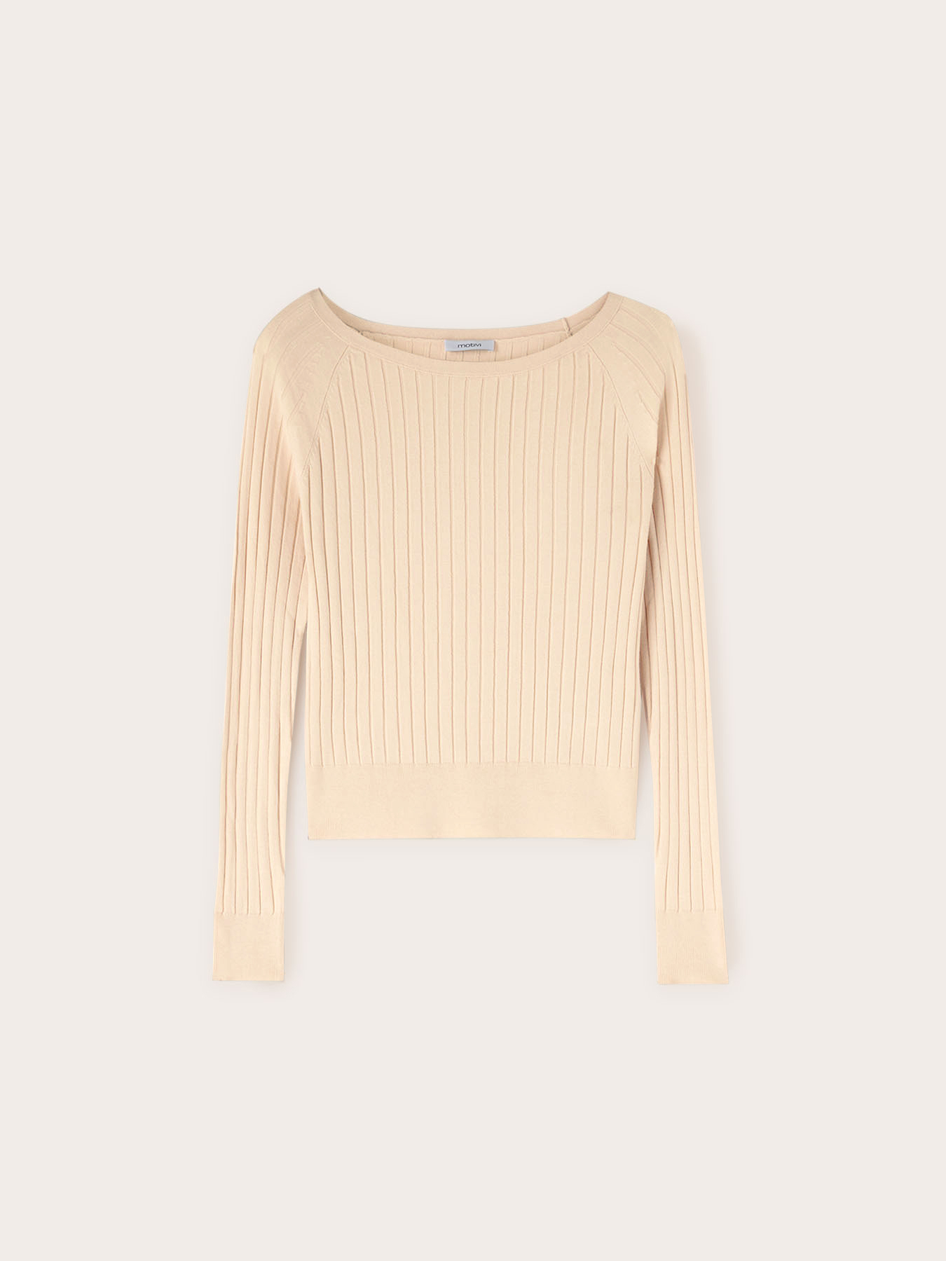 Boat neck sweater in flat rib knit image number 3