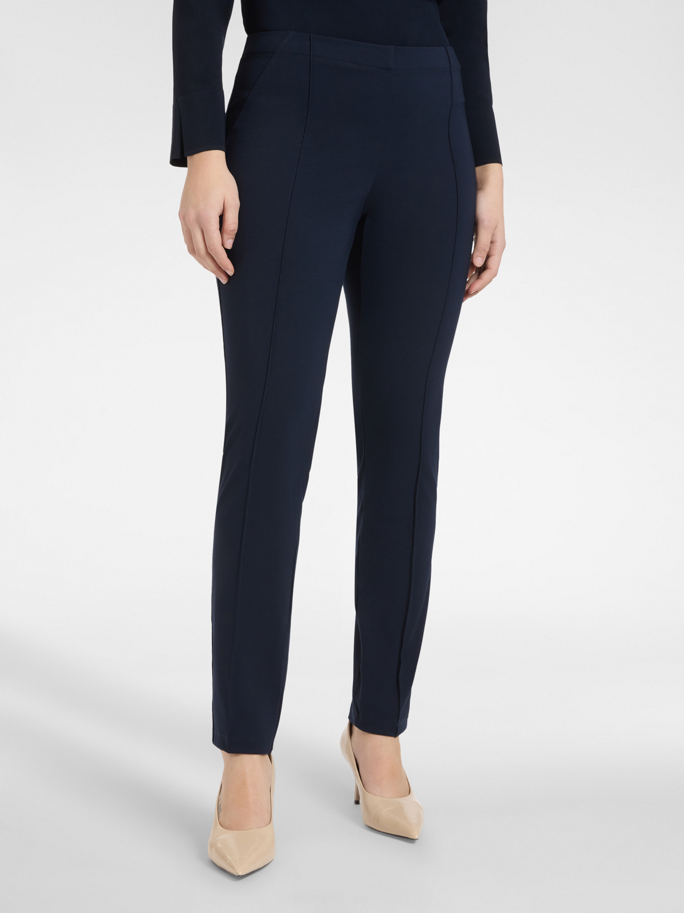 Slim-fit trousers in Milanese stitch image number 2