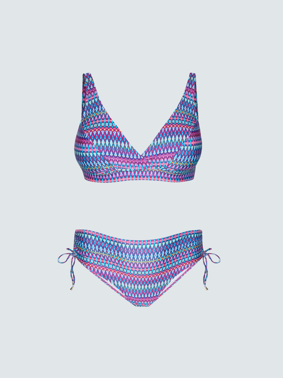Bikini mit mehrfarbigem Print und B&auml;ndchen