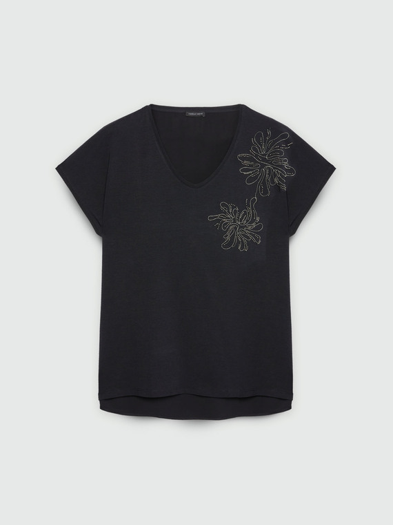 T-Shirt mit Blumenstickerei