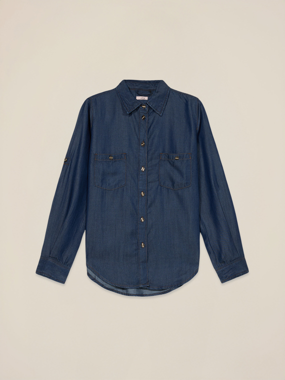Tencel shirt with denim effect