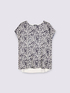 Two-material T-shirt with foliage print image number 4