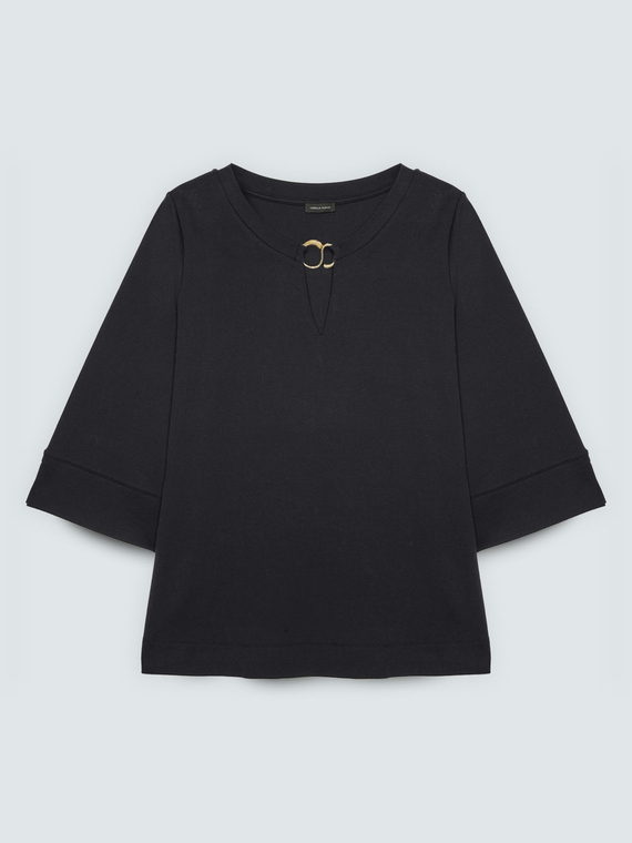 Jersey sweatshirt with neckline detail