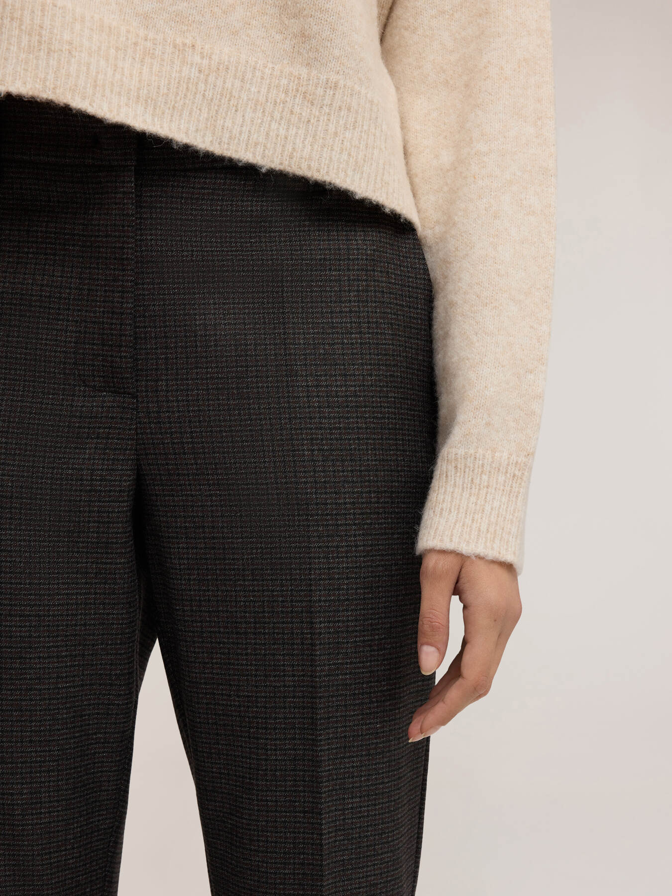 Pantaloni regulari din țesătură vopsită &icirc;n fir image number 2