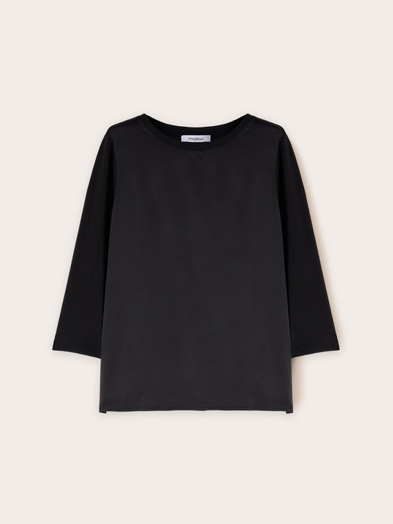 Camiseta básica de dos materiales