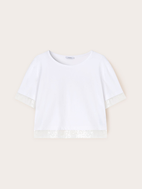 T-shirt avec bords en paillettes
