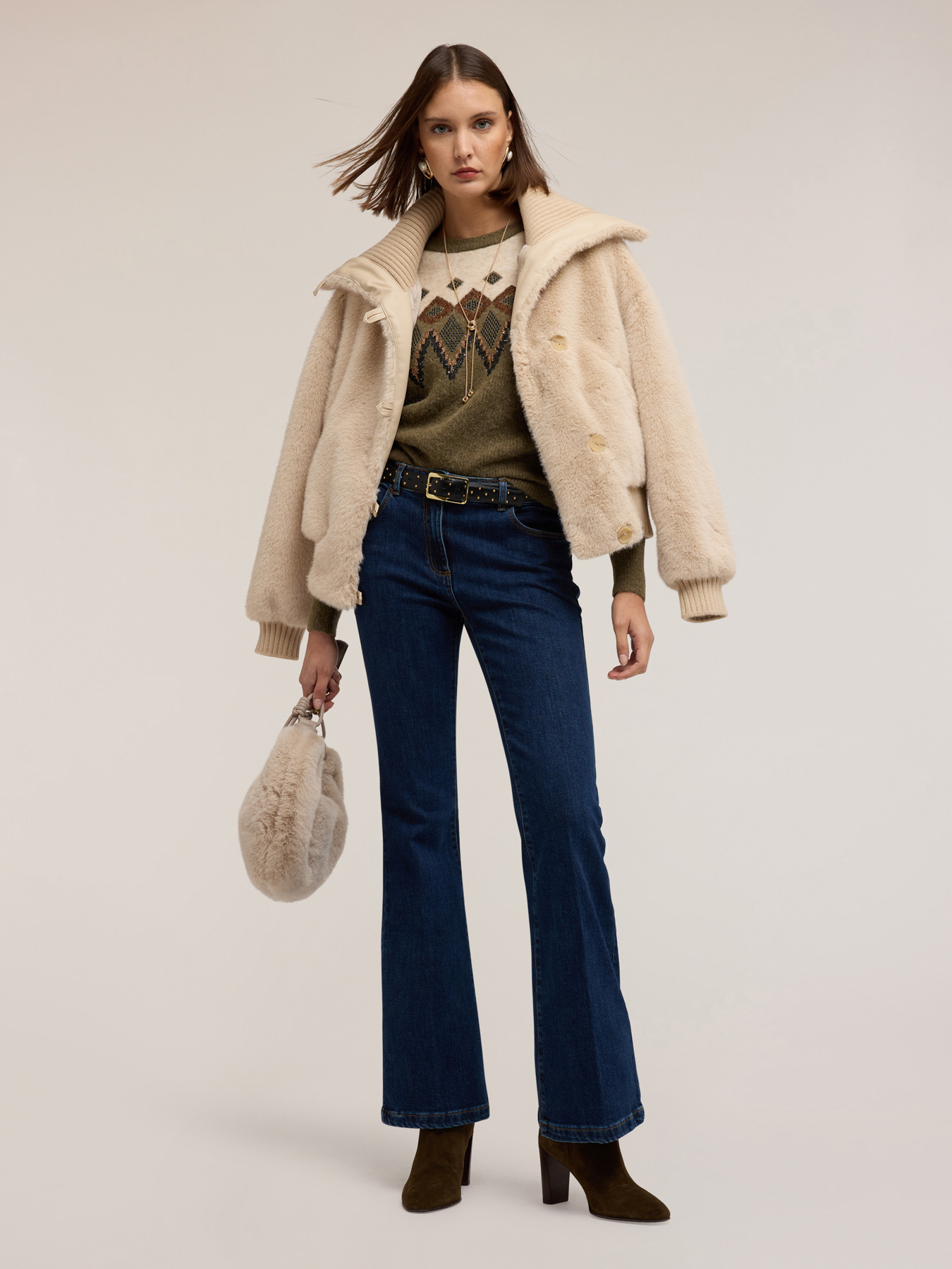 Maglia jacquard con maniche a palloncino image number 3