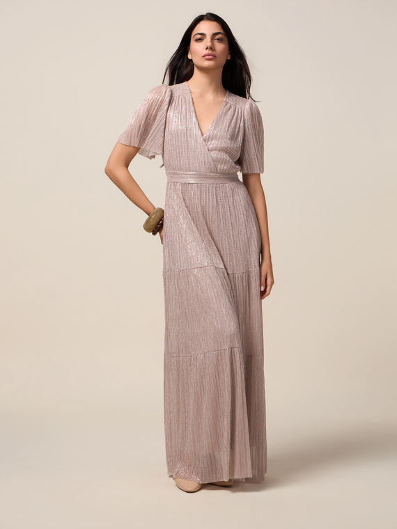 Long pleated lurex dress