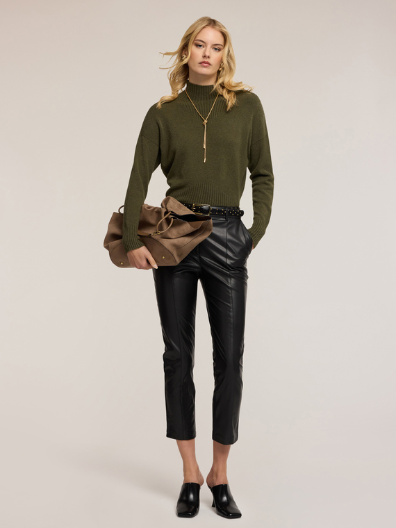 Slim fit trousers in coated fabric