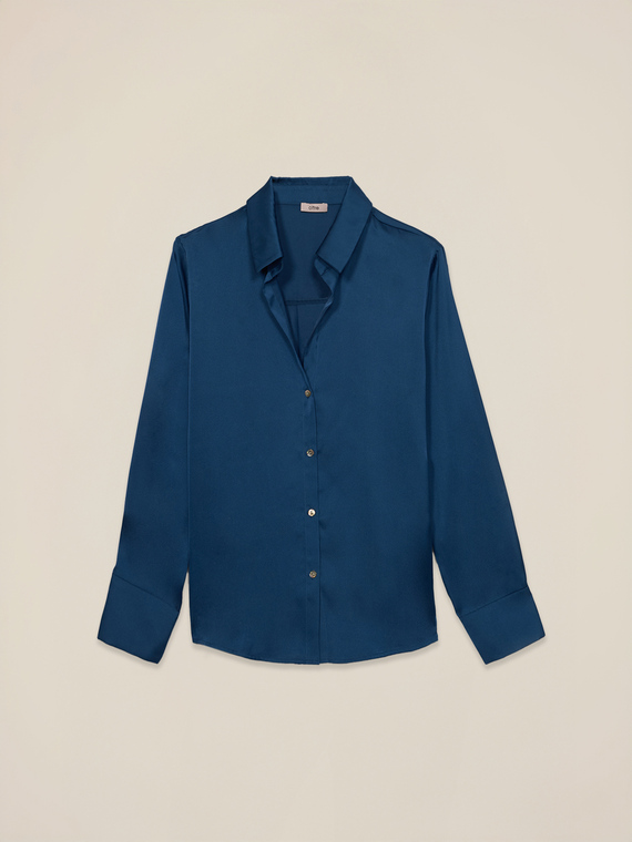 Solid color satin shirt