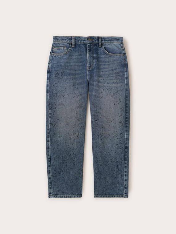 Jean à jambe large avec strass