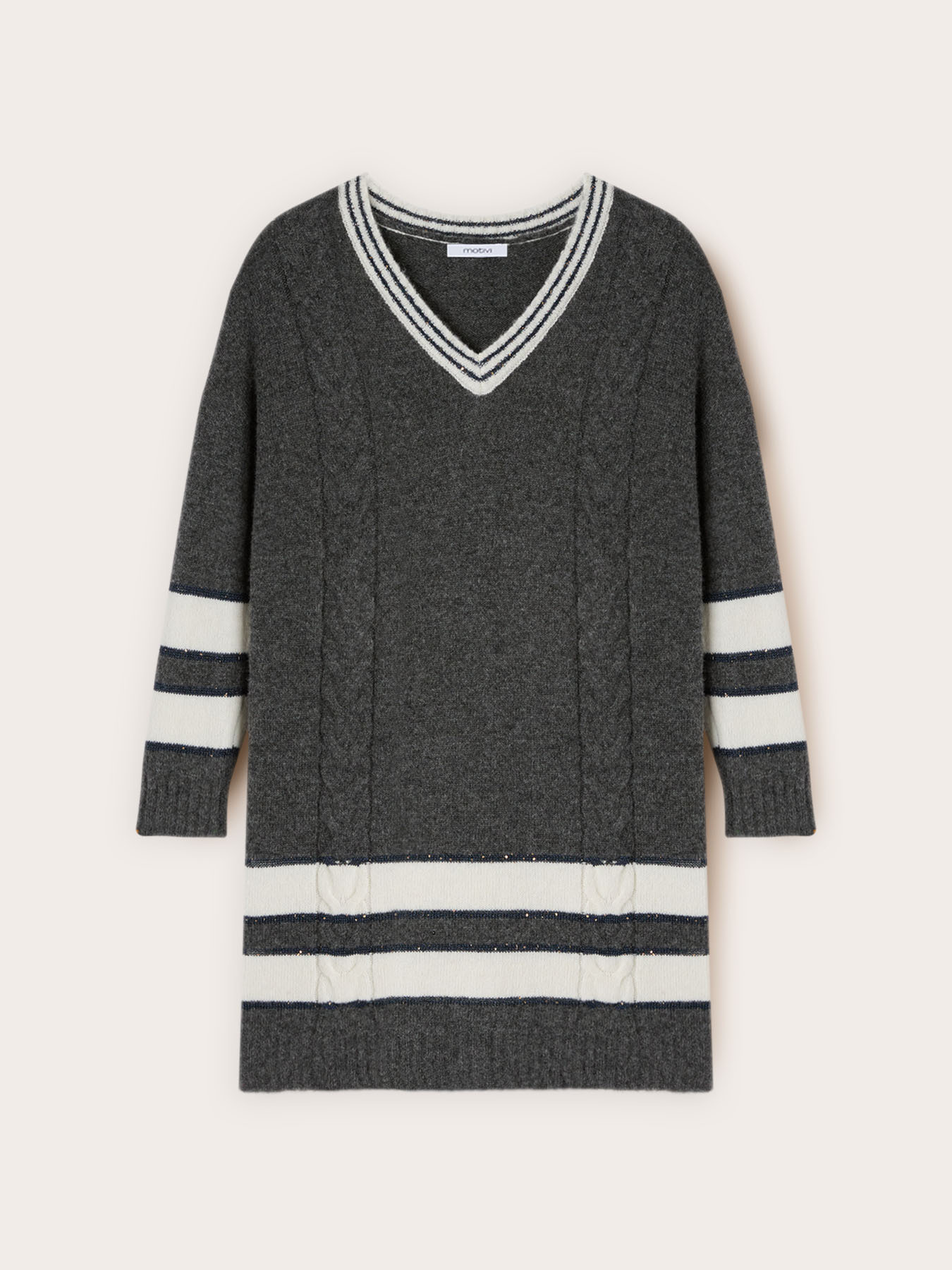 Oversize-Kleid aus Woll-Mischstrick mit Streifen image number 4