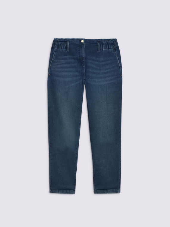 Stonewashed effect balloon jeans