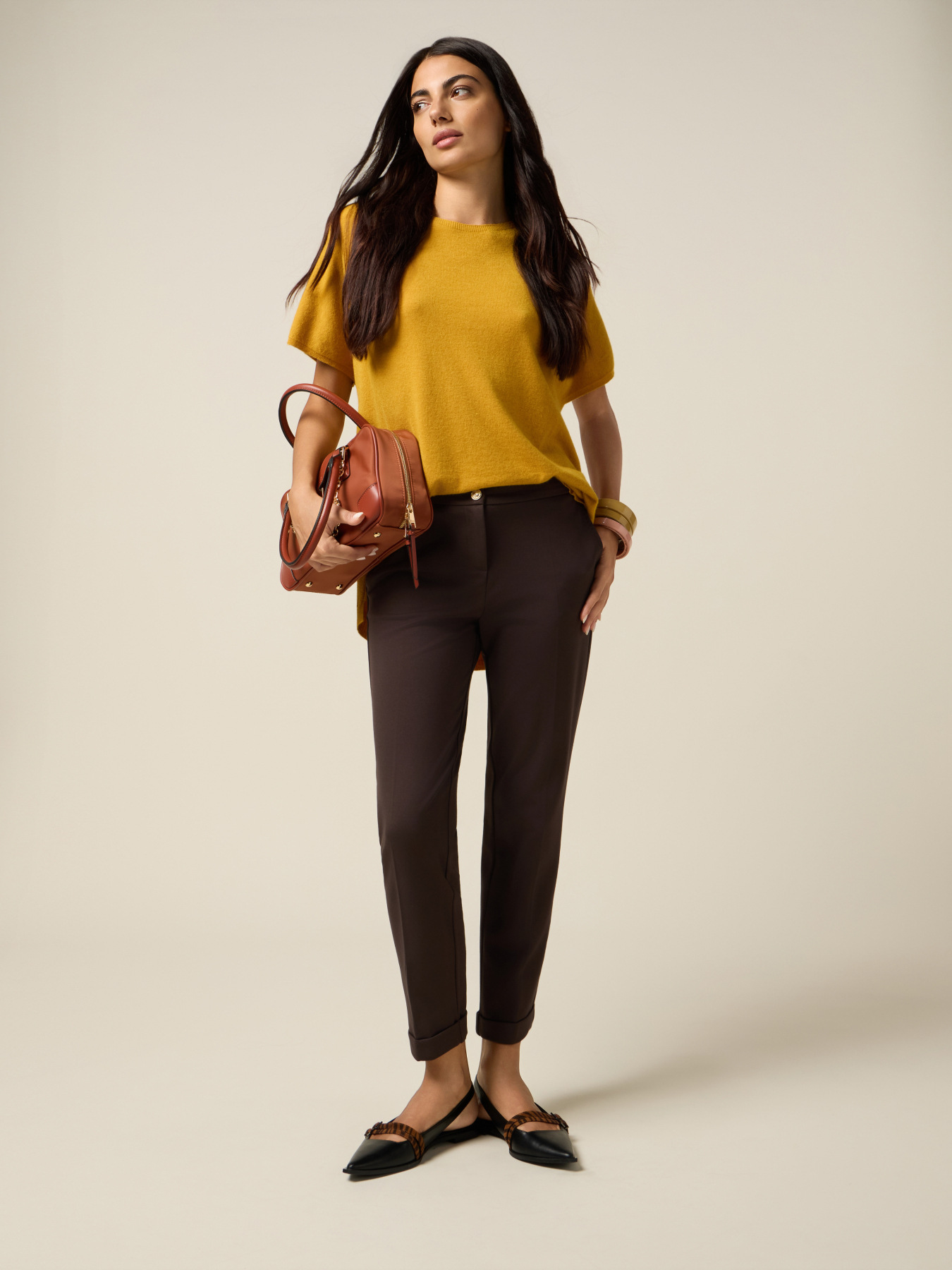 Pantaloni regular in punto milano image number 0