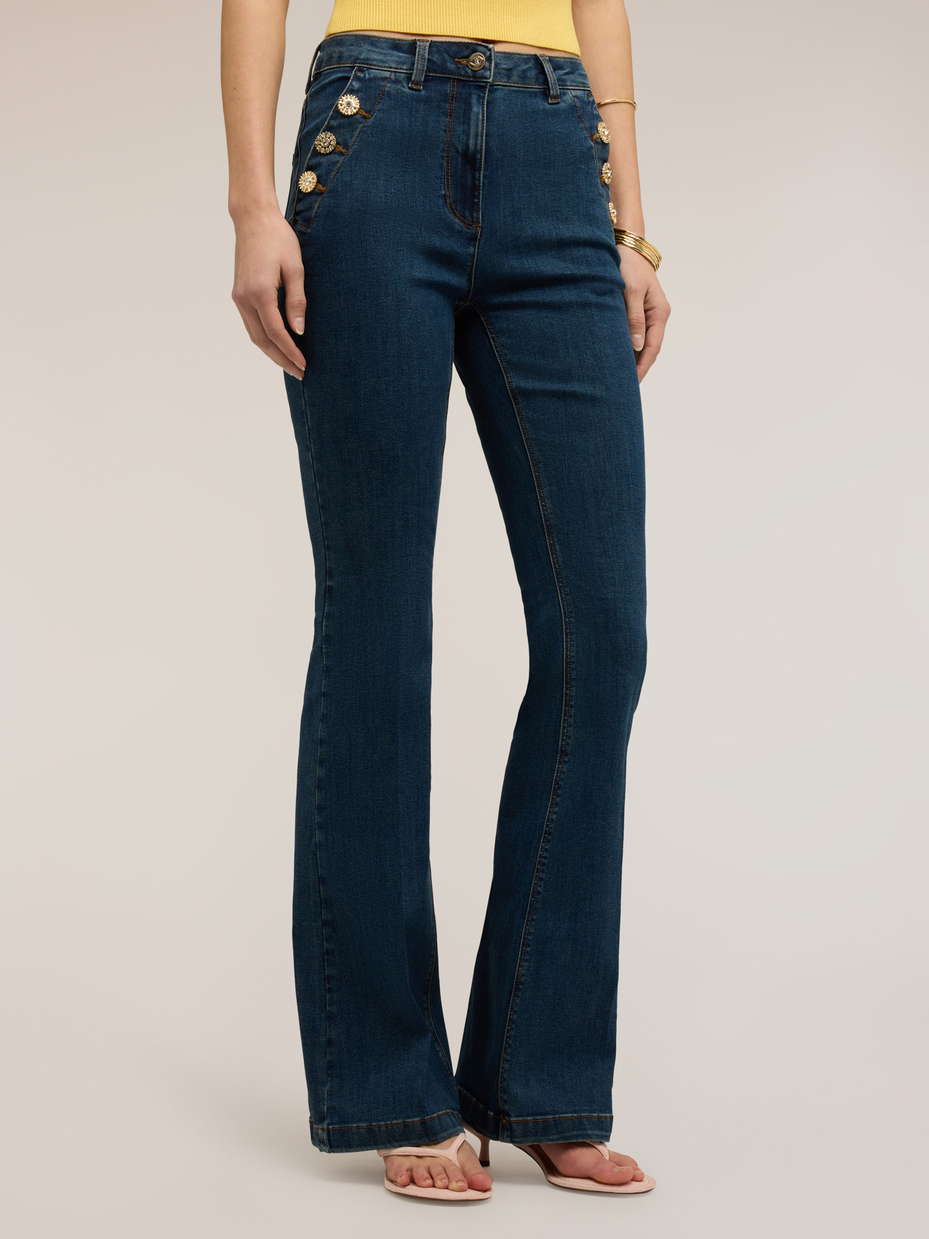 Flare jeans with jewel buttons image number 1