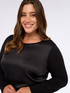 Two-material long-sleeved T-shirt image number 3