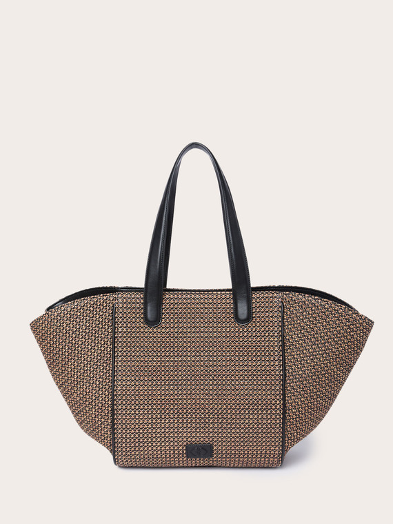 Shopping bag effetto stuoia con manici