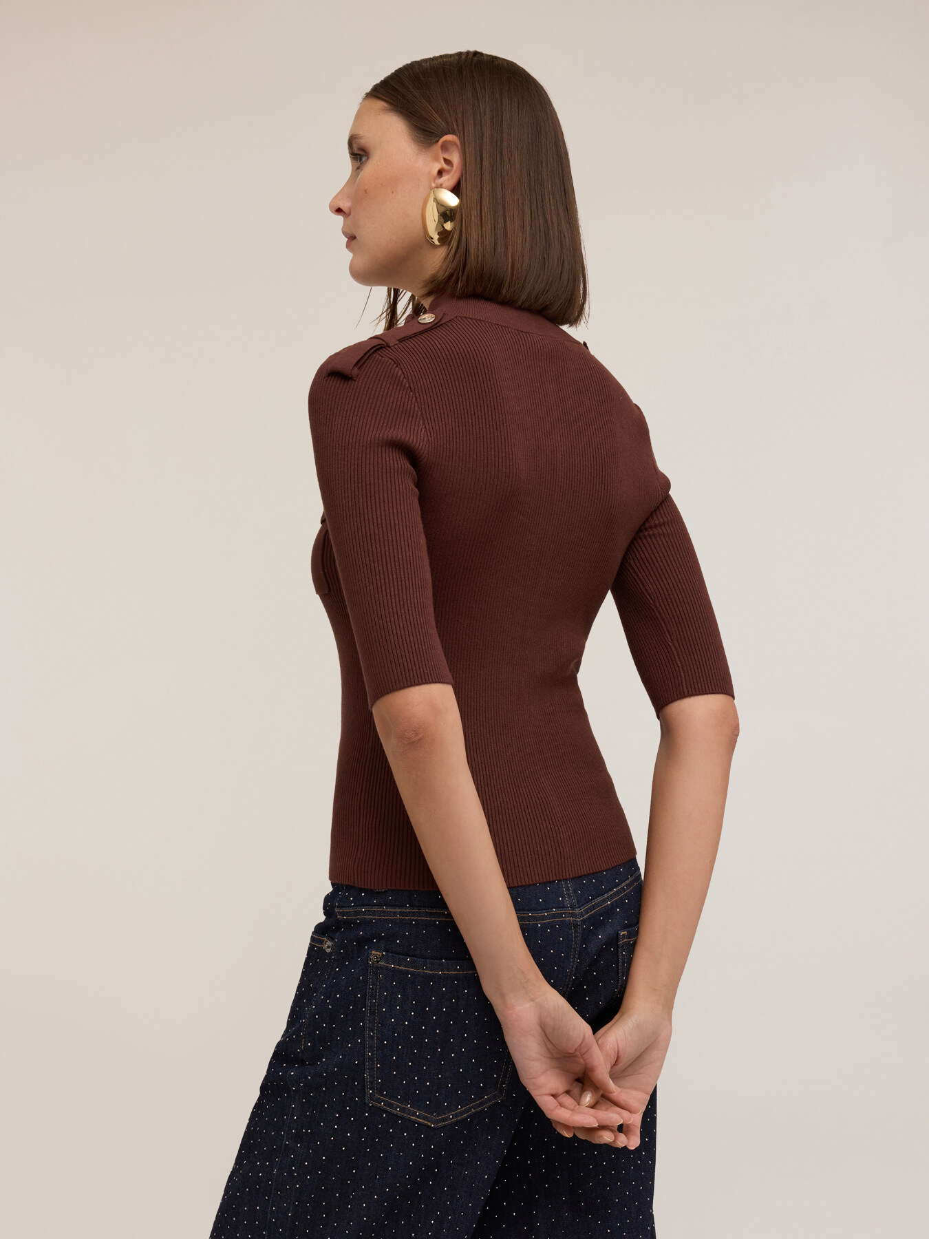 Cardigan a coste con mostrine image number 1