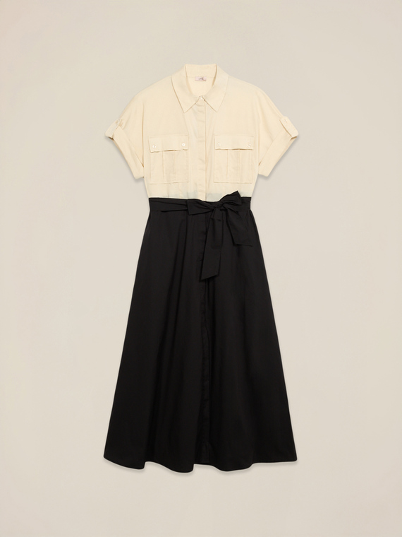 Chemisier bicolore avec ceinture