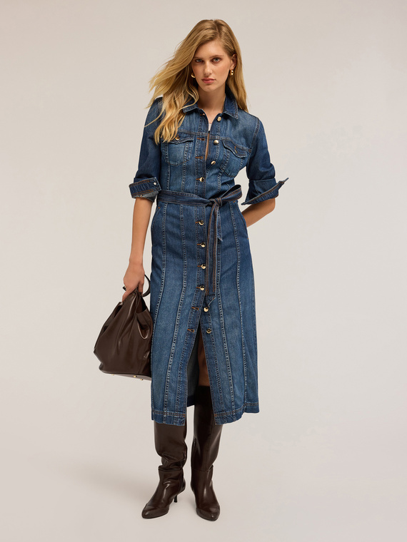 Vestito chemisier in denim misto tencel