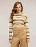 Striped openwork cropped sweater image number 2