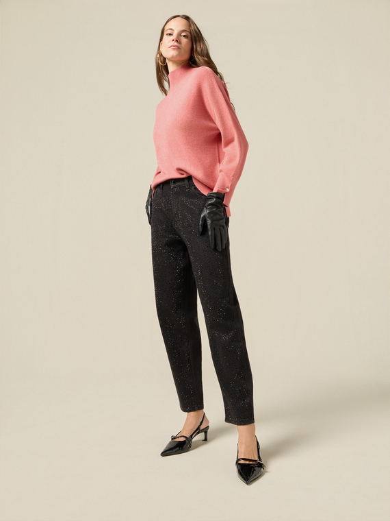 Jeans boyslim con micro cristalli