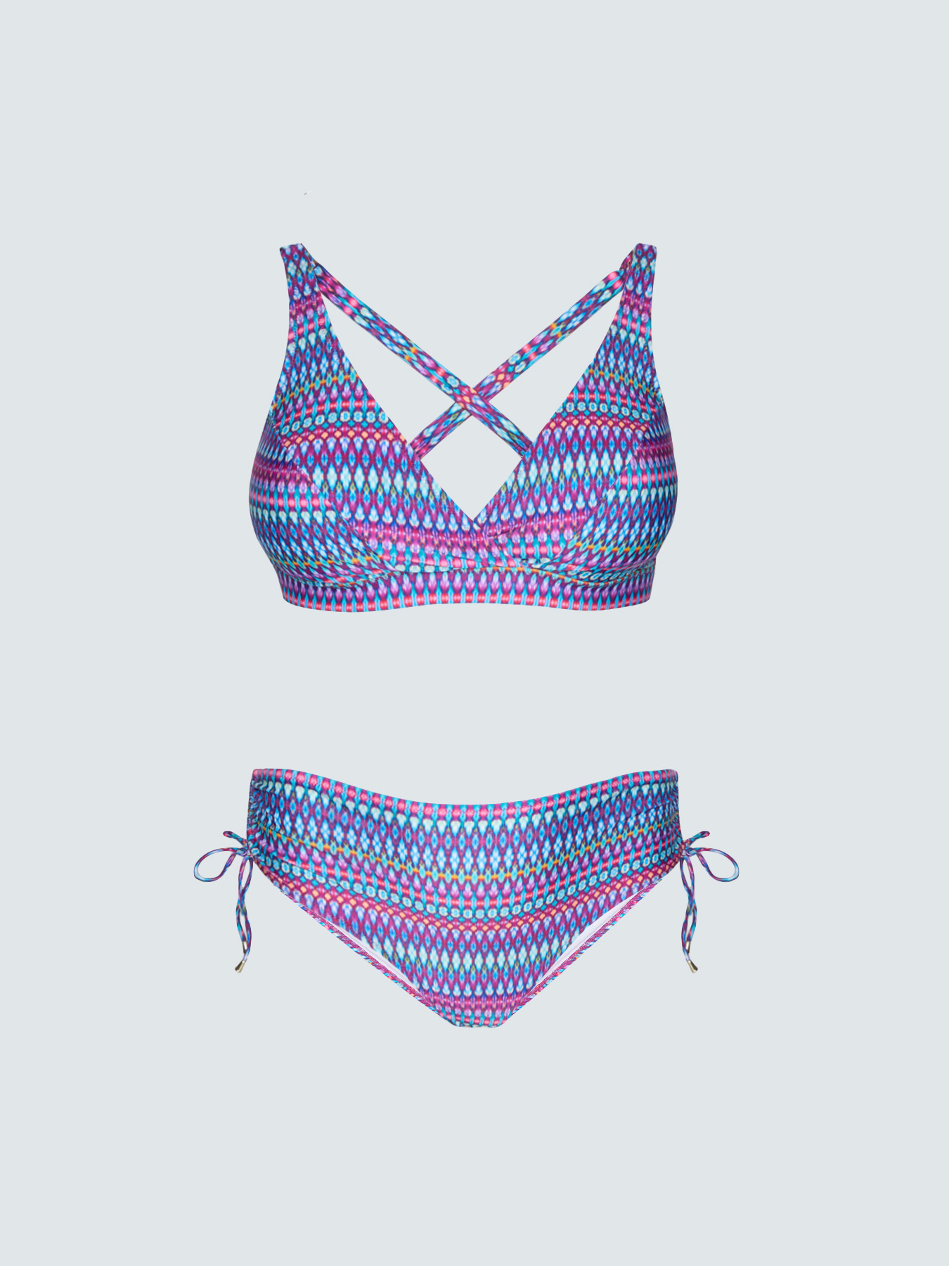 Bikini mit mehrfarbigem Print und B&auml;ndchen image number 2