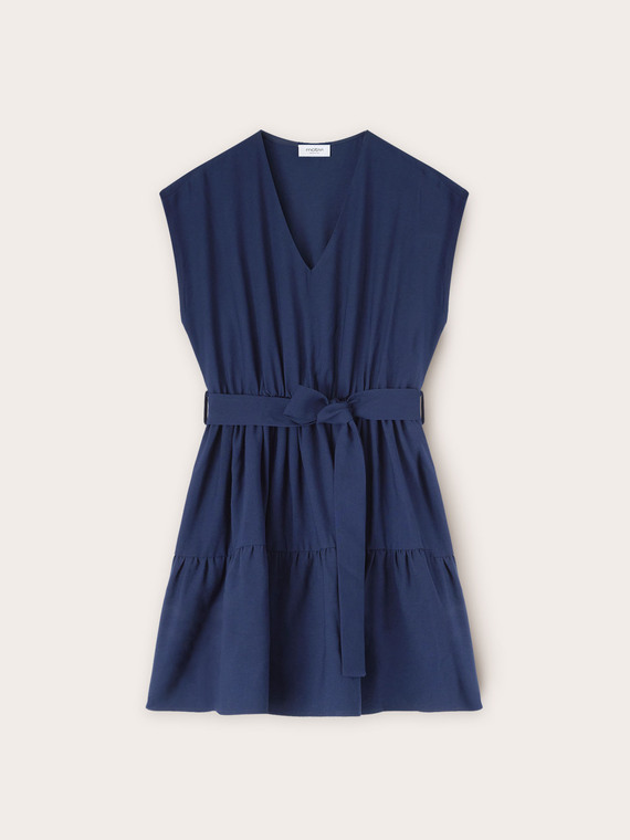 Short dress with jersey frill