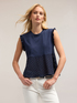 Sleeveless T-shirt with broderie anglaise insert image number 3