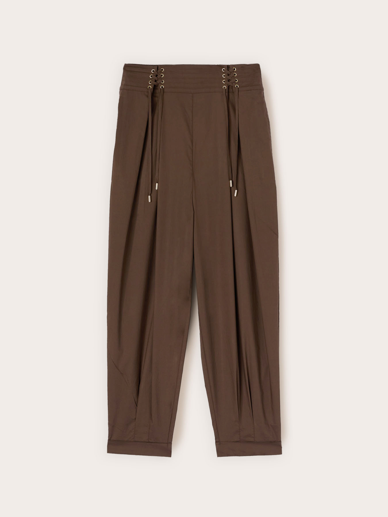 Poplin trousers with waist ties image number 4