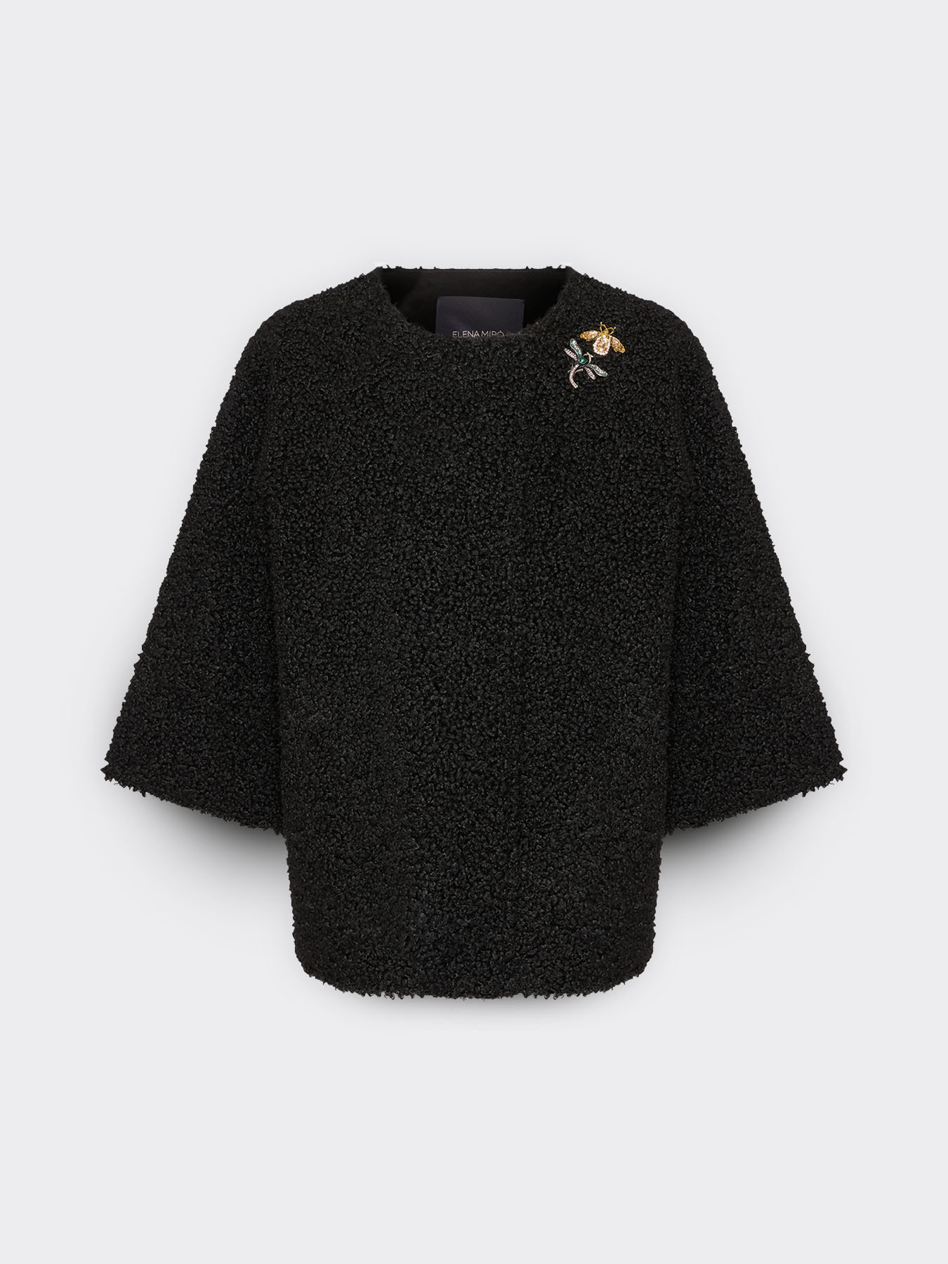 Giacca in tessuto peluche con spille image number 4