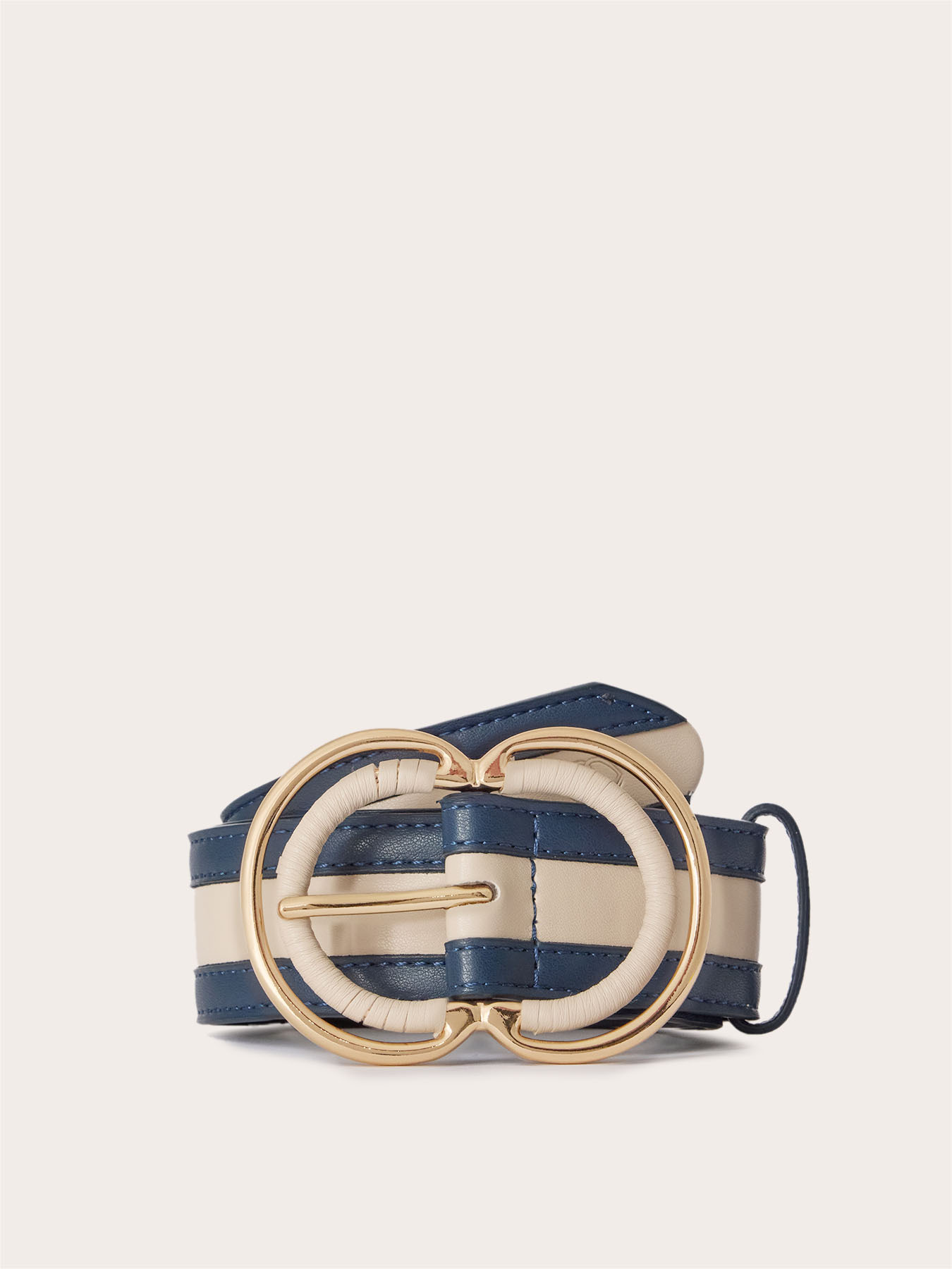 Two-tone belt with double buckle image number 1