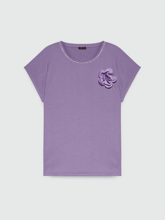Crepon blouse with flower