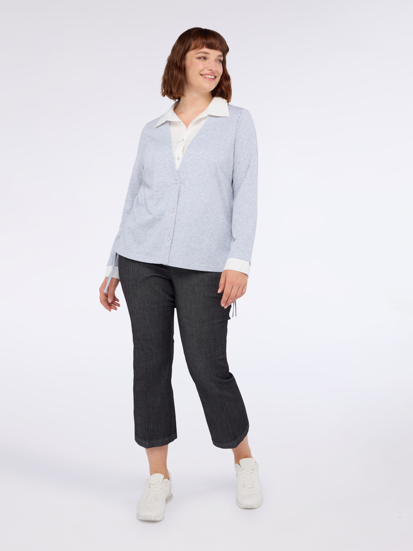 Two-material shirt with contrasting collar image number 0