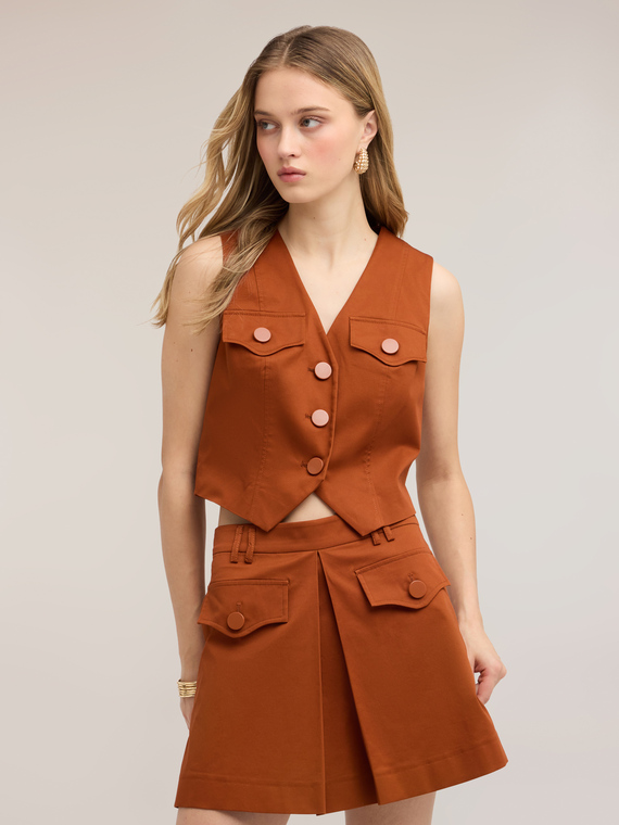 Gilet crop misto cotone