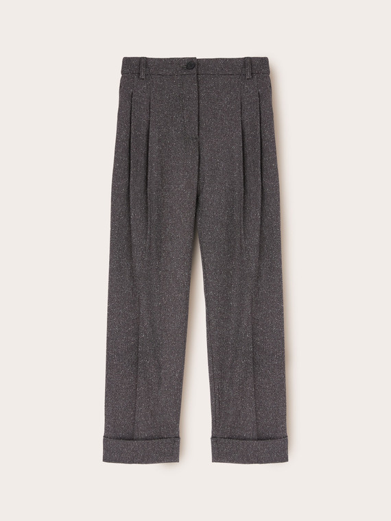 Cuffed trousers in yarn-dyed fabric