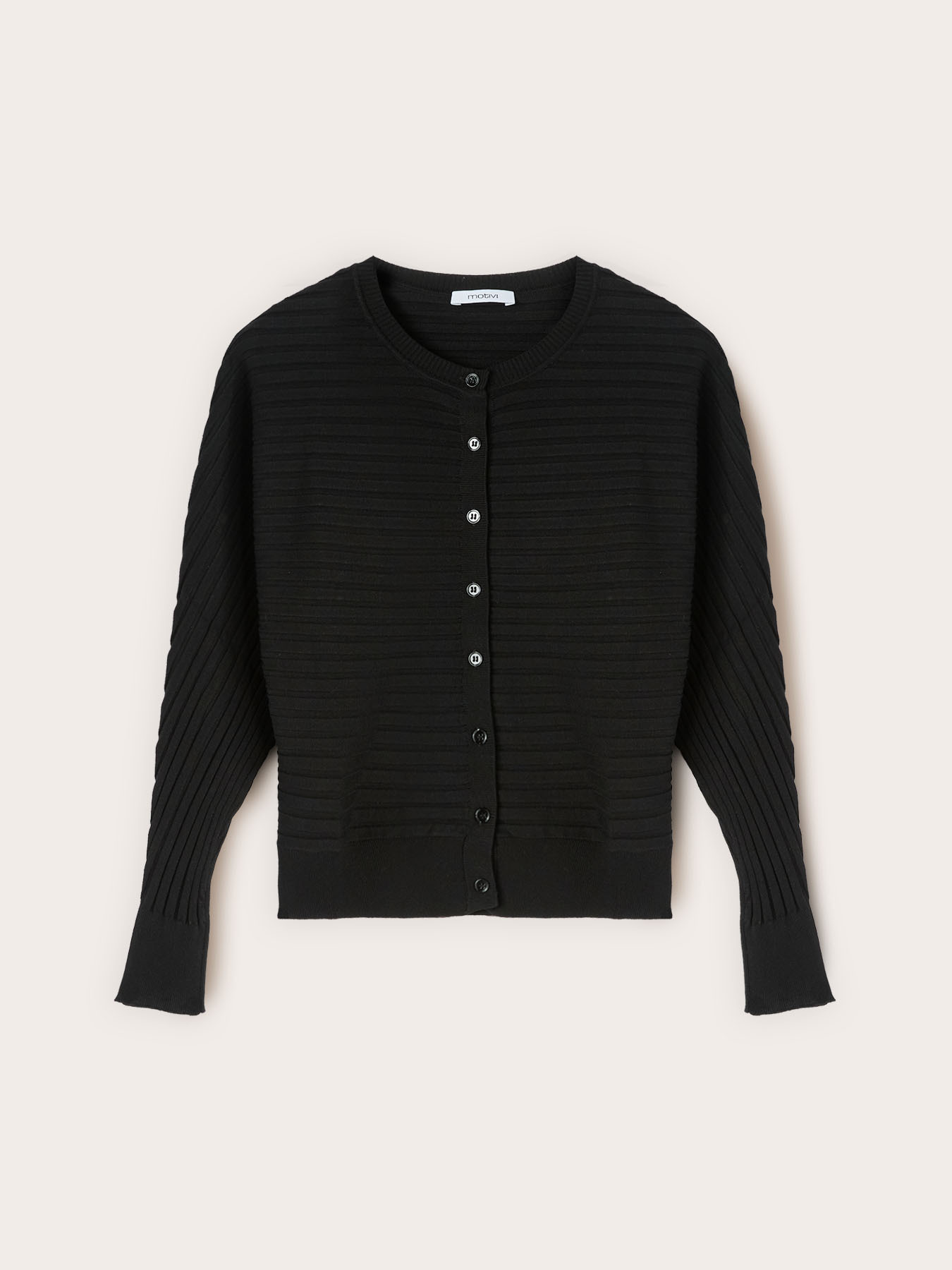 Horizontal ribbed knit cardigan image number 4