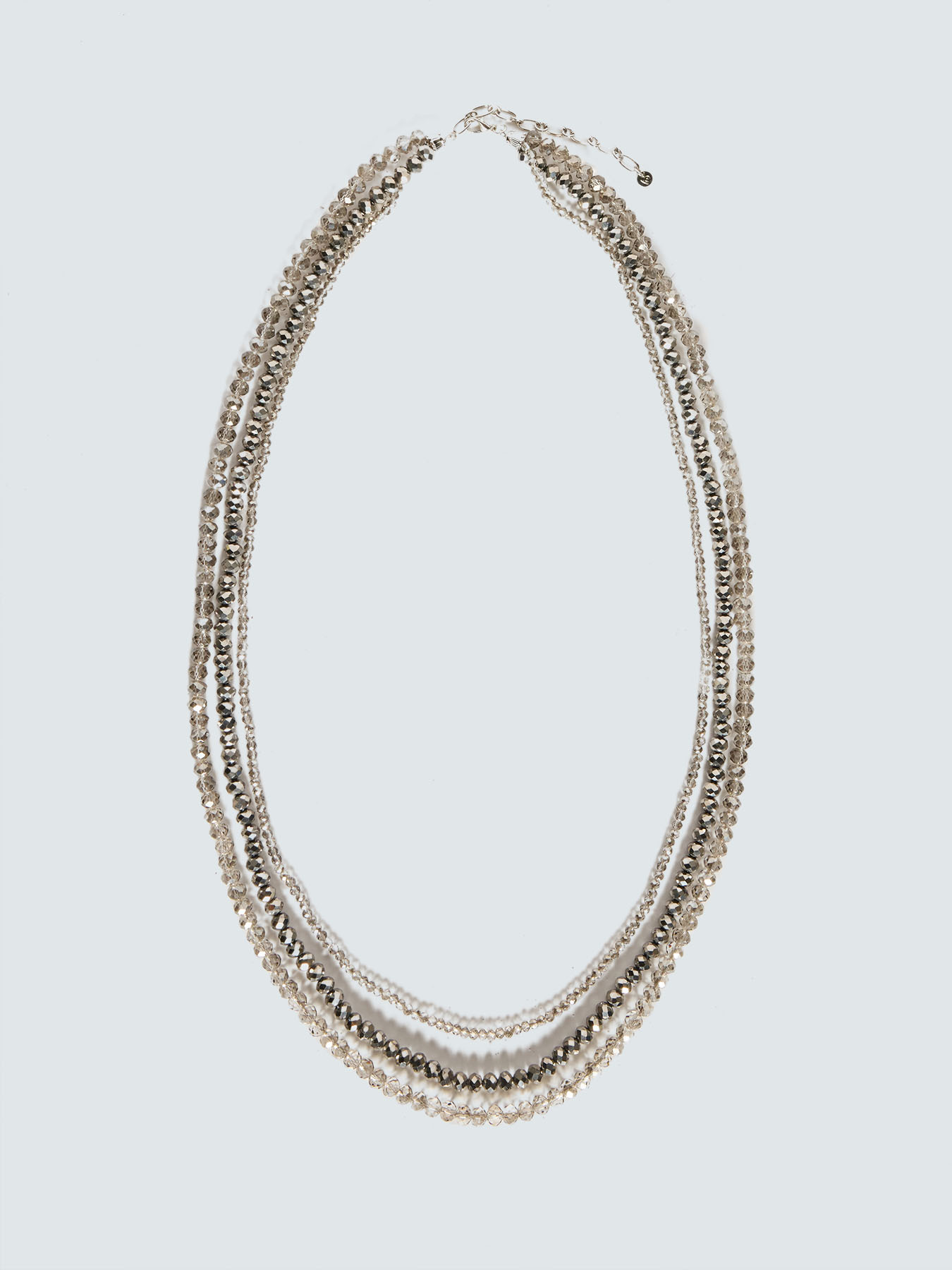 Long three-strand necklace with crystals image number 1