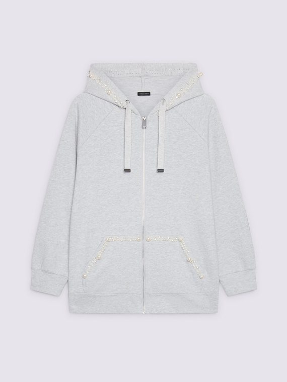 Sudadera abierta con perlas y strass