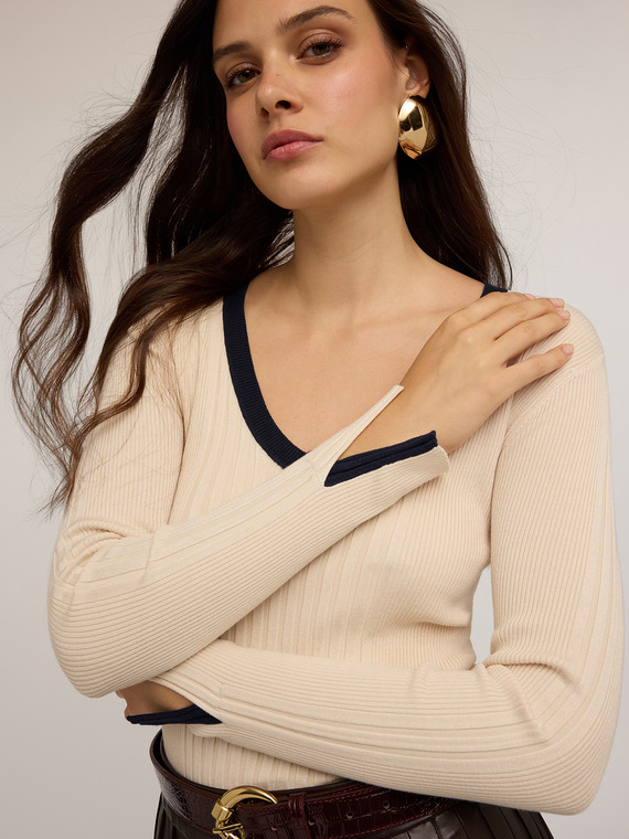 Maglia bicolor a coste